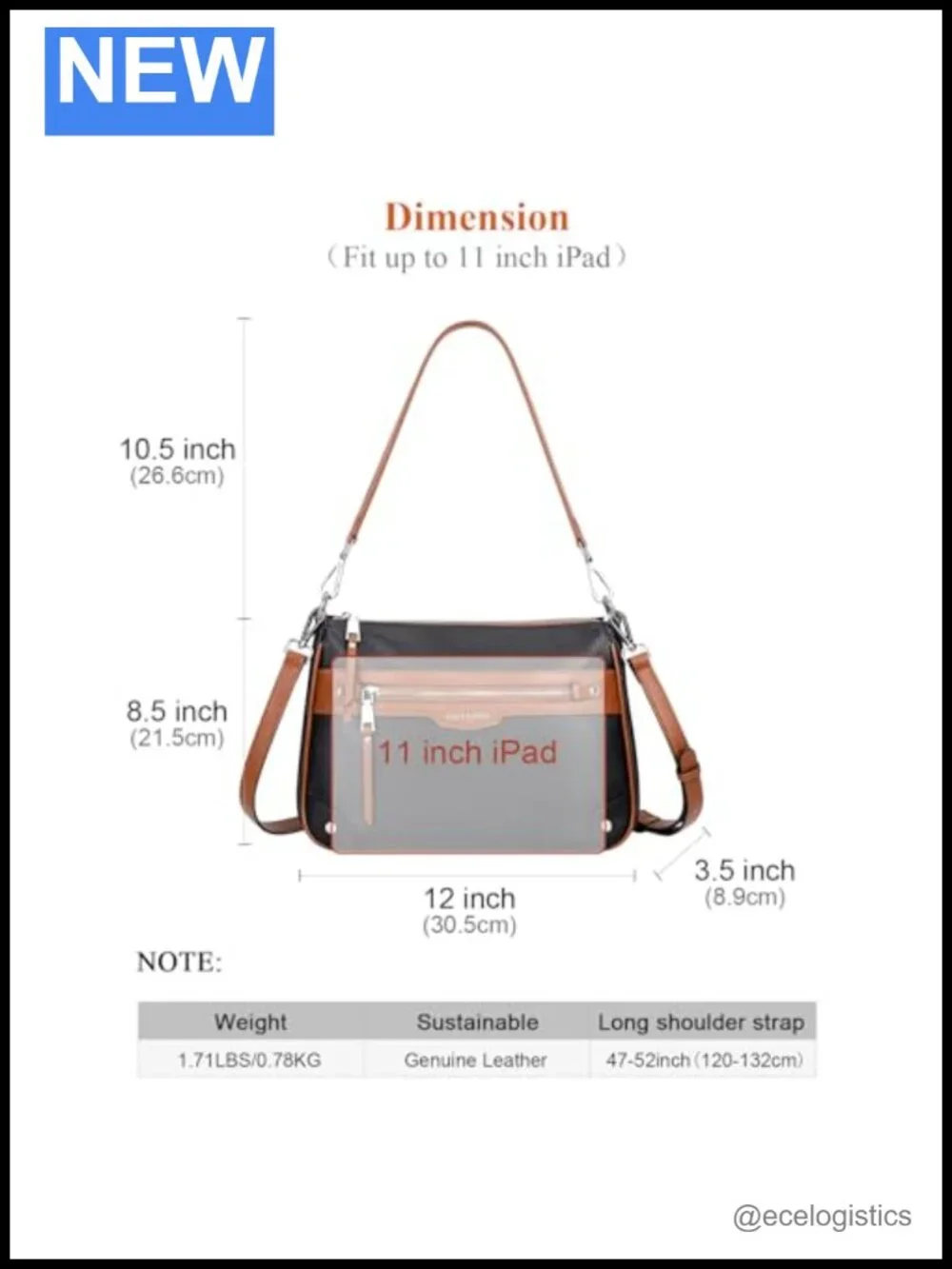 Genuine Leather Crossbody Bag with Multi Pockets Women's Shoulder Purse
